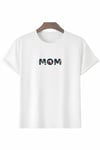 Anneler Günü Hediye Mom Çiçek Baskılı Oversize Bisiklet Yaka T-shirt - Beyaz