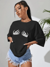 Baskılı Kadın T-shirt - Siyah