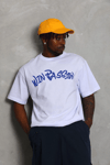 Erkek  Kısa Kol Oversize Baskılı Bisiklet Yaka T-Shirt - Beyaz