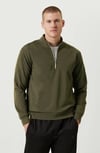 Erkek 3 iplik Pamuklu Uzun Kol Yarım Farmuarlı Yakalı SweatShirt - - Haki