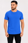 Erkek Basic Tişört Bisiklet Yaka Kısa Kol Günlük Yazlık Slim fit T-Shirt - Saks Mavisi