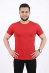 Erkek Basic Tişört Bisiklet Yaka Kısa Kol Günlük Yazlık Slim fit T-Shirt - Kırmızı