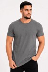 Erkek Basic Tişört Bisiklet Yaka Kısa Kol Günlük Yazlık Slim fit T-Shirt - Antrasit