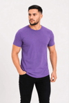 Erkek Basic Tişört Bisiklet Yaka Kısa Kol Günlük Yazlık Slim fit T-Shirt - Mor