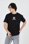 Erkek Baskılı T-Shirt Kısa Kol Bisiklet Yaka Regular Fit Rahat Kalıp Günlük Tişört - Siyah