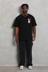 Erkek Baskılı T-Shirt Kısa Kol Bisiklet Yaka Rahat Kalıp Tişört  - Siyah