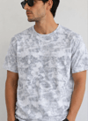 Erkek Batik Desenli Tişört Bisiklet Yaka Kısa Kol Regular Fit T-shirt - Gri