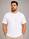 Erkek Battal Big Size Basic Tişört Bisiklet Yaka Rahat Kalıp T-Shirt - Beyaz