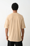 Erkek Düz Basic Bisiklet Yaka Kısa kol T-Shirt - Bej