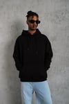 Erkek Düz Kapüşonlu Sweat - Siyah