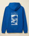 Erkek Kapüşonlu Double Oversize Hoodie – Üç İplik Pamuklu, Deniz ve Yelken Baskılı, Kanguru Cepli Premium Sweatshirt - Saks Mavi