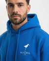 Erkek Kapüşonlu Double Oversize Hoodie – Üç İplik Pamuklu, Deniz ve Yelken Baskılı, Kanguru Cepli Premium Sweatshirt - Saks Mavi