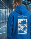 Erkek Kapüşonlu Double Oversize Hoodie – Üç İplik Pamuklu, Deniz ve Yelken Baskılı, Kanguru Cepli Premium Sweatshirt - Saks Mavi
