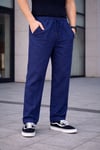 Erkek Keten Cepli Çıma Dikişli jogger Buggy Pantalon Rahat kalıp - Lacivert