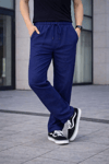 Erkek Keten Cepli Çıma Dikişli jogger Buggy Pantalon Rahat kalıp - Lacivert