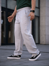 Erkek Keten Cepli Çıma Dikişli jogger Buggy Pantalon Rahat kalıp - Gri