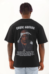 Erkek Kısa Kol Oversize Baskılı Bisiklet Yaka T-Shirt - Siyah