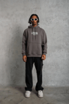Erkek Paradise Baskılı Kapüşonlu Sweat - Gri
