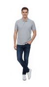 Erkek Pike Kumaş Düğmeli Yaka Regular Fit Günlük Kısa kol Tişört T-shirt - Gri