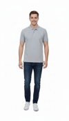 Erkek Pike Kumaş Düğmeli Yaka Regular Fit Günlük Kısa kol Tişört T-shirt - Gri