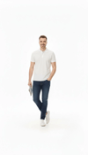 Erkek Pike Kumaş Düğmeli Yaka Regular Fit Günlük Kısa kol Tişört T-shirt - Beyaz