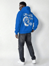 Erkek Premium Baskılı Kapşonlu Sweatshirt Üç İplik İçi Pamuklu Kanguru Cepli Double Oversize Rahat Kalıp Hoodie - Saks Mavi