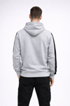 Erkek Şeritli Kapüşonlu Sweatshirt Oversize 3 iplik Pamuklu - Beyaz
