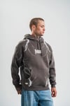 Erkek Şimşek Baskılı Kapşonlu Sweatshirt Üç İplik Pamuklu Kanguru Cepli Double Oversize Hoodie - Füme