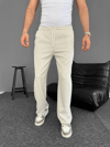 Erkek Su Yolu Çizgili Cepli Pantalon  - Bej