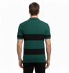 Erkek T-shirt Çizgili Triko Dokuma Kumaş Polo Yaka Yarım Fermuarlı Regular Kalıp Tişört - Çağla Yeşili