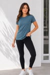 Kadın Basic Bisiklet Yaka Yazlık Slim fit T-Shirt - Mor & Petrol Mavisi