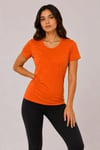 Kadın Basic Bisiklet Yaka Yazlık Slim fit T-Shirt - Pudra Pembe & Turuncu