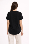 Kadın Basic T-Shirt Kısa Kol Bisiklet Yaka Oval Kesim Tişört - Siyah