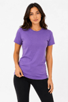 Kadın Basic Tişört Bisiklet Yaka Kısa Kol Günlük Yazlık Slim fit T-Shirt - Mor