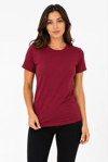 Kadın Basic Tişört Bisiklet Yaka Kısa Kol Günlük Yazlık Slim fit T-Shirt - Bordo