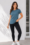Kadın Basic Tişört Bisiklet Yaka Kısa Kol Günlük Yazlık Slim fit T-Shirt - Füme