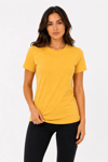 Kadın Basic Tişört Bisiklet Yaka Kısa Kol Günlük Yazlık Slim fit T-Shirt - Sarı