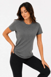Kadın Basic Tişört Bisiklet Yaka Kısa Kol Günlük Yazlık Slim fit T-Shirt - Antrasit