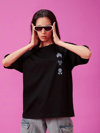 Kadın Baskılı Oversize T-shirt - Siyah