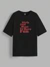 Kadın Baskılı Oversize T-shirt - Siyah