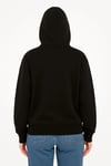 Kadın Kapüşonlu 3 İplik Şardonlu Önü Baskılı Fermuarlı Oversize Sweatshirt - Siyah