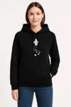 Kadın Nihilist Penguen Temalı Oversize Kapüşonlu Sweatshirt - Siyah
