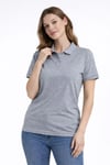 Kadın Pike Kumaş Düğmeli Yaka Regular Rahat Günlük Kısa kol Tişört T-shirt - Gri