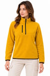 Kadın Polar Dik Yaka Yarım Fermuarlı Fermuarlı Göğüs Cepli Regular Fit Kışlık Sweatshirt - Hardal Sarısı