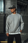 Kışlık Bisiklet Yaka Üç İplik Basic SweatShirt - Gri