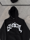 Kışlık Kapüşonlu Baskılı Oversize SweatShirt- Siyah