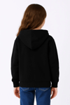 Kız Çocuk Kapüşonlu Kanguru Cepli Tam Fermuarlı Hırka Sweatshirt - Siyah