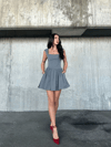 Kolsuz Mini Elbise- Gri