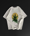 Ön ve Arka Baskılı Oversize Bisiklet Yaka T-shirt- Beyaz
