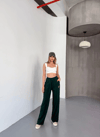 Osy Modal Yumuşak Dokulu Kumaş Nakış işlemeli Rahat Bol Paça Eşofman Pantalon - Yeşil